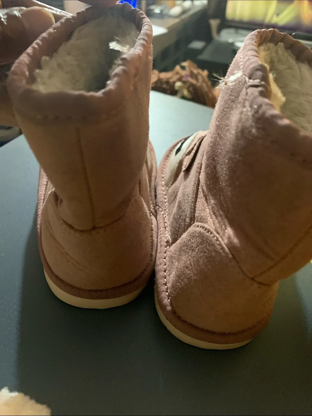 Place Kids Toddler Pink/Brown Fox Plush Bootie Slippers